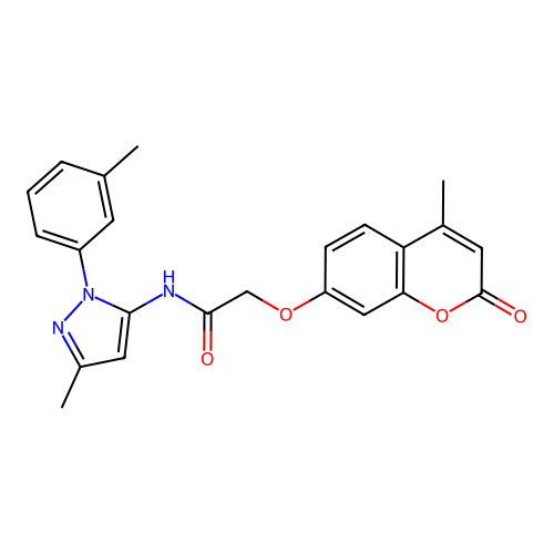 N-(3-methyl-1-(m-tolyl)-1H-pyrazol-5-yl)-2-((4-methyl-2-oxo-2H-chromen-7-yl)oxy)acetamide structure
