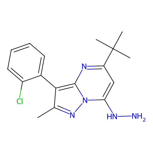 5-Tert-butyl-3-(2-chlorophenyl)-7-hydrazinyl-2-methylpyrazolo[1,5-a]pyrimidine structure