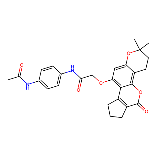 N-(4-acetamidophenyl)-2-((2,2-dimethyl-6-oxo-3,4,6,7,8,9-hexahydro-2H-cyclopenta[c]pyrano[2,3-h]chromen-10-yl)oxy)acetamide structure