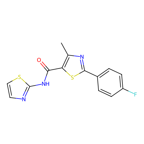 2-(4-fluorophenyl)-4-methyl-N-(1,3-thiazol-2-yl)-1,3-thiazole-5-carboxamide structure