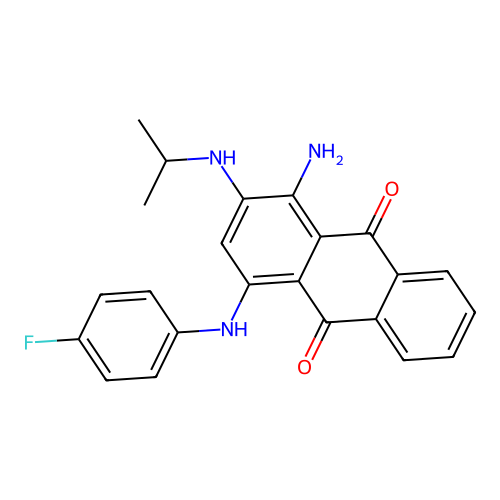 1-Amino-4-[(4-fluorophenyl)amino]-2-(propan-2-ylamino)anthracene-9,10-dione structure