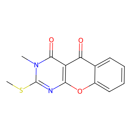 3-methyl-2-(methylsulfanyl)-4H-chromeno[2,3-d]pyrimidine-4,5(3H)-dione structure