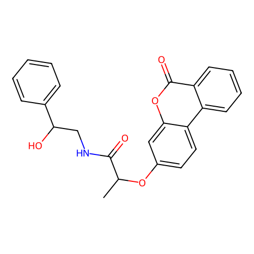 N-(2-hydroxy-2-phenylethyl)-2-((6-oxo-6H-benzo[c]chromen-3-yl)oxy)propanamide structure