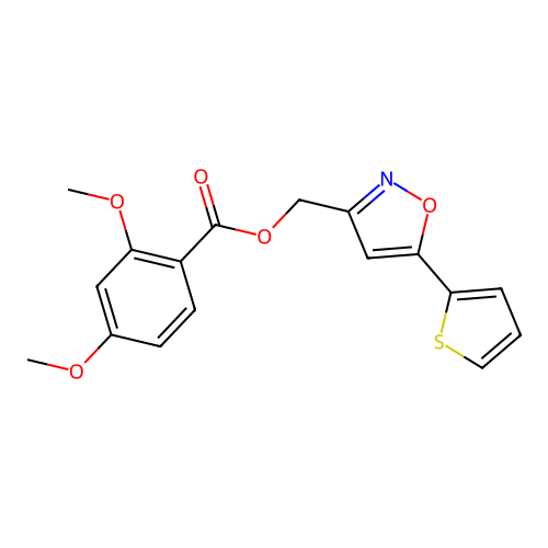 (5-(Thiophen-2-yl)isoxazol-3-yl)methyl 2,4-dimethoxybenzoate structure
