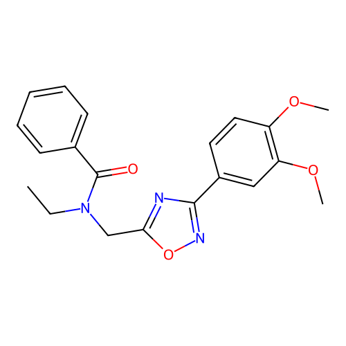 N-[[3-(3,4-dimethoxyphenyl)-1,2,4-oxadiazol-5-yl]methyl]-N-ethylbenzamide structure