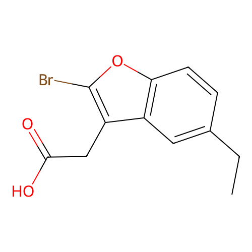 (2-Bromo-5-ethyl-1-benzofuran-3-yl)acetic acid structure