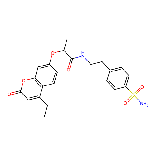2-[(4-ethyl-2-oxo-2H-chromen-7-yl)oxy]-N-[2-(4-sulfamoylphenyl)ethyl]propanamide structure