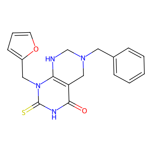 6-benzyl-1-(furan-2-ylmethyl)-2-thioxo-2,3,5,6,7,8-hexahydropyrimido[4,5-d]pyrimidin-4(1H)-one structure