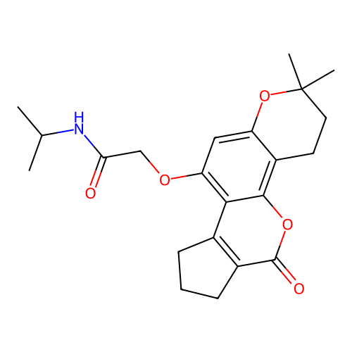 2-((2,2-dimethyl-6-oxo-3,4,6,7,8,9-hexahydro-2H-cyclopenta[c]pyrano[2,3-h]chromen-10-yl)oxy)-N-isopropylacetamide structure