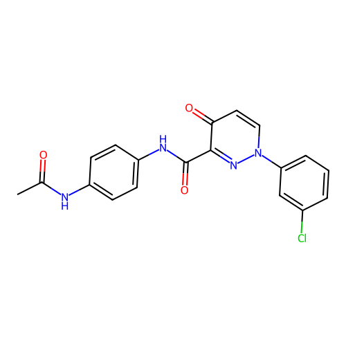N-[4-(acetylamino)phenyl]-1-(3-chlorophenyl)-4-oxo-1,4-dihydropyridazine-3-carboxamide structure