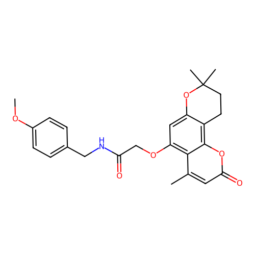 N-(4-methoxybenzyl)-2-((4,8,8-trimethyl-2-oxo-2,8,9,10-tetrahydropyrano[2,3-f]chromen-5-yl)oxy)acetamide structure