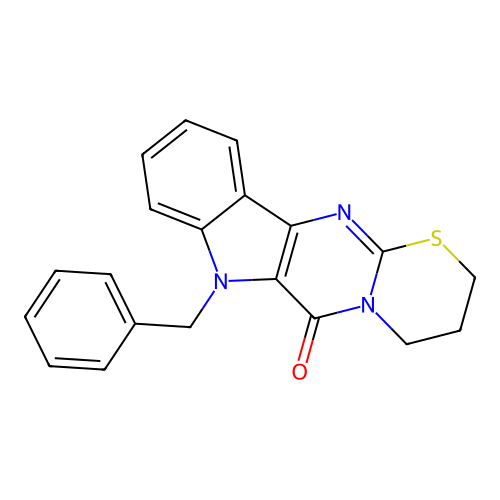 7-benzyl-3,4-dihydro-2H-[1,3]thiazino[3',2':1,2]pyrimido[5,4-b]indol-6(7H)-one structure