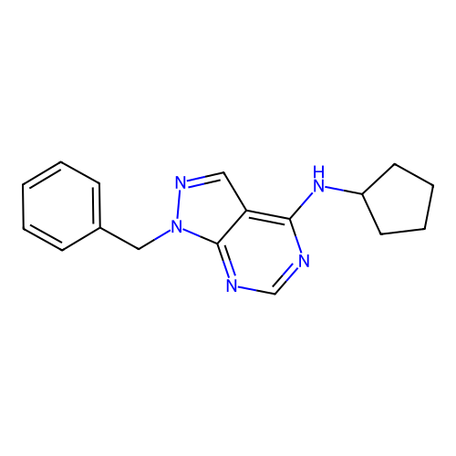 1-benzyl-N-cyclopentyl-1H-pyrazolo[3,4-d]pyrimidin-4-amine structure