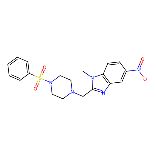 2-[[4-(Benzenesulfonyl)piperazin-1-yl]methyl]-1-methyl-5-nitrobenzimidazole structure