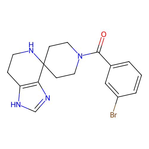 (3-bromophenyl)(1,5,6,7-tetrahydrospiro[imidazo[4,5-c]pyridine-4,4'-piperidin]-1'-yl)methanone structure
