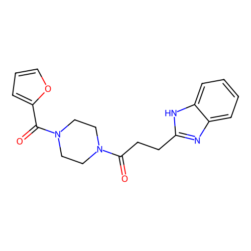 3-(1H-benzimidazol-2-yl)-1-[4-(furan-2-ylcarbonyl)piperazin-1-yl]propan-1-one structure