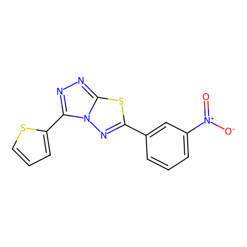 6-(3-Nitrophenyl)-3-(thiophen-2-yl)[1,2,4]triazolo[3,4-b][1,3,4]thiadiazole structure