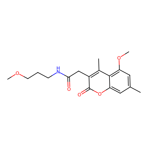 2-(5-methoxy-4,7-dimethyl-2-oxo-2H-chromen-3-yl)-N-(3-methoxypropyl)acetamide structure