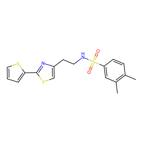 3,4-dimethyl-N-{2-[2-(thiophen-2-yl)-1,3-thiazol-4-yl]ethyl}benzenesulfonamide structure