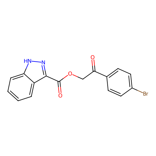 [2-(4-bromophenyl)-2-oxoethyl] 1H-indazole-3-carboxylate structure