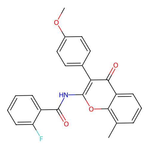 2-fluoro-N-(3-(4-methoxyphenyl)-8-methyl-4-oxo-4H-chromen-2-yl)benzamide structure