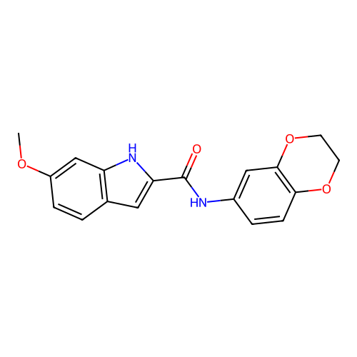 N-(2,3-dihydro-1,4-benzodioxin-6-yl)-6-methoxy-1H-indole-2-carboxamide structure