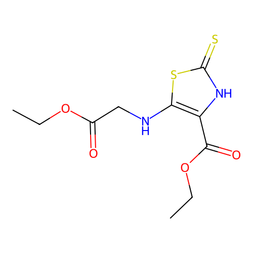 ETHYL 5-(ETHOXYCARBONYLMETHYLAMINO)-2-SULFANYLIDENE-3H-1,3-THIAZOLE-4-CARBOXYLATE structure