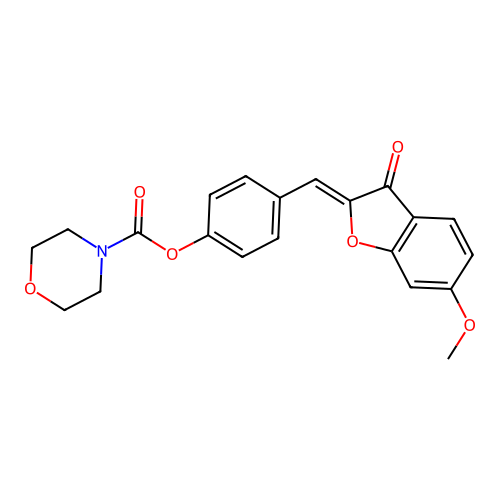 (Z)-4-((6-methoxy-3-oxobenzofuran-2(3H)-ylidene)methyl)phenyl morpholine-4-carboxylate structure