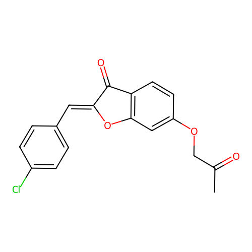 (Z)-2-(4-chlorobenzylidene)-6-(2-oxopropoxy)benzofuran-3(2H)-one structure