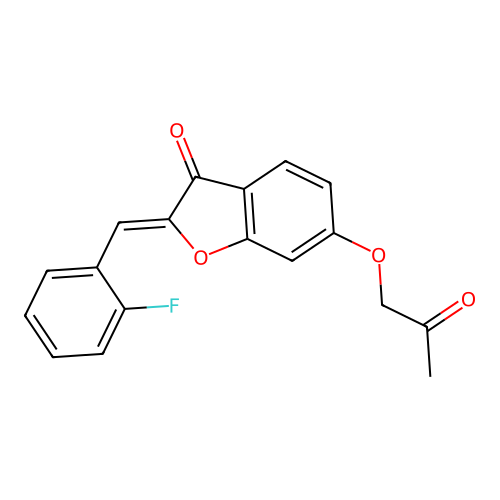 (Z)-2-(2-fluorobenzylidene)-6-(2-oxopropoxy)benzofuran-3(2H)-one structure