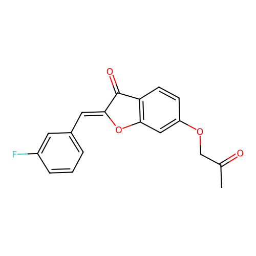 (Z)-2-(3-fluorobenzylidene)-6-(2-oxopropoxy)benzofuran-3(2H)-one structure