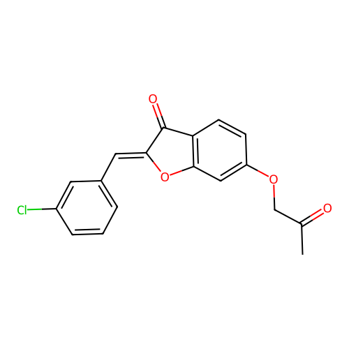 (Z)-2-(3-chlorobenzylidene)-6-(2-oxopropoxy)benzofuran-3(2H)-one structure