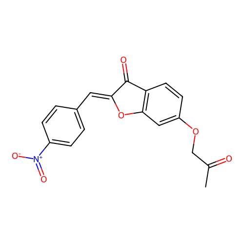 (Z)-2-(4-nitrobenzylidene)-6-(2-oxopropoxy)benzofuran-3(2H)-one structure