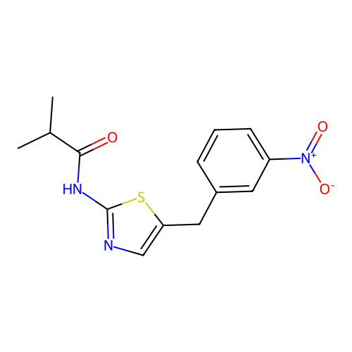 2-methyl-N-[5-(3-nitrobenzyl)-1,3-thiazol-2-yl]propanamide structure