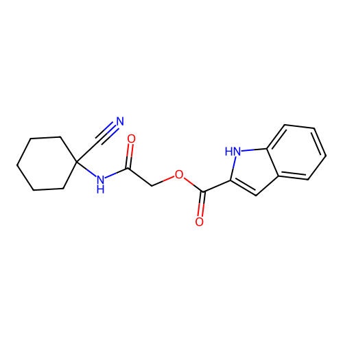 [(1-cyanocyclohexyl)carbamoyl]methyl 1H-indole-2-carboxylate structure