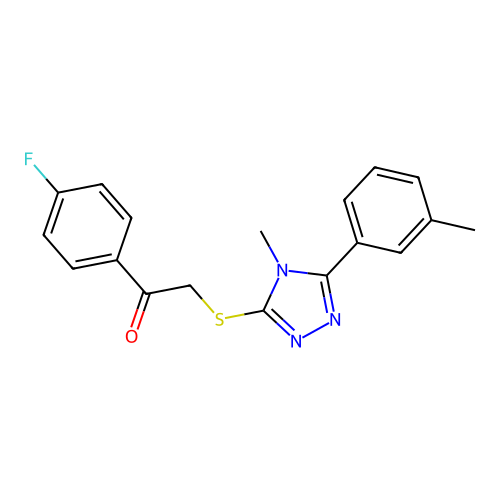 1-(4-fluorophenyl)-2-((4-methyl-5-(m-tolyl)-4H-1,2,4-triazol-3-yl)thio)ethanone structure