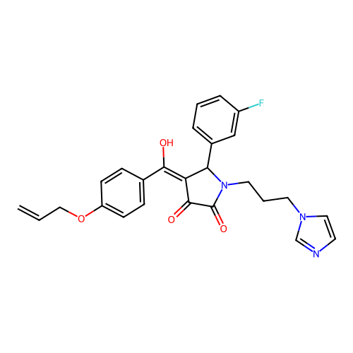 5-(3-fluorophenyl)-3-hydroxy-1-[3-(1H-imidazol-1-yl)propyl]-4-[4-(prop-2-en-1-yloxy)benzoyl]-2,5-dihydro-1H-pyrrol-2-one structure