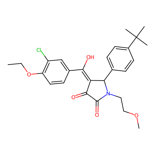 (5R)-5-(4-tert-butylphenyl)-4-[(3-chloro-4-ethoxyphenyl)-hydroxymethylidene]-1-(2-methoxyethyl)pyrrolidine-2,3-dione structure