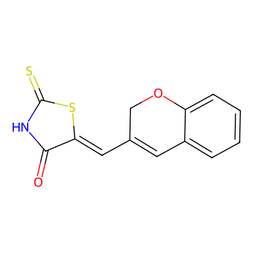 (5Z)-5-(2H-chromen-3-ylmethylidene)-2-thioxo-1,3-thiazolidin-4-one structure