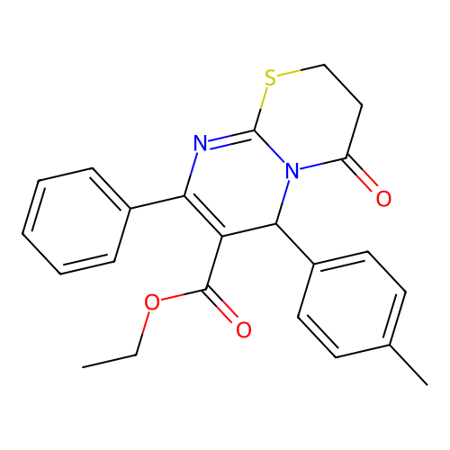 ethyl 6-(4-methylphenyl)-4-oxo-8-phenyl-2H,3H,4H,6H-pyrimido[2,1-b][1,3]thiazine-7-carboxylate structure