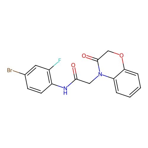 N-(4-bromo-2-fluorophenyl)-2-(3-oxo-2,3-dihydro-4H-1,4-benzoxazin-4-yl)acetamide structure
