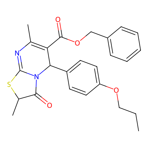 benzyl 2,7-dimethyl-3-oxo-5-(4-propoxyphenyl)-2,3-dihydro-5H-[1,3]thiazolo[3,2-a]pyrimidine-6-carboxylate structure