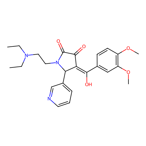 1-(2-diethylaminoethyl)-4-[(3,4-dimethoxyphenyl)-hydroxymethylidene]-5-pyridin-3-ylpyrrolidine-2,3-dione structure