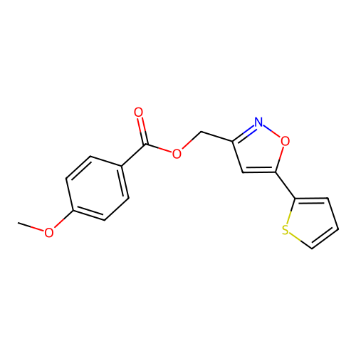 (5-(Thiophen-2-yl)isoxazol-3-yl)methyl 4-methoxybenzoate structure