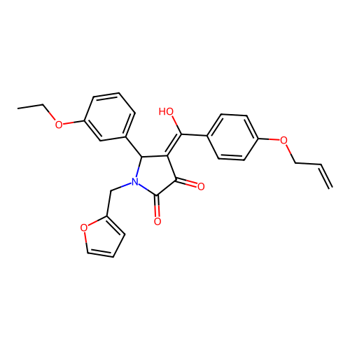 5-(3-ethoxyphenyl)-1-(furan-2-ylmethyl)-4-[hydroxy-(4-prop-2-enoxyphenyl)methylidene]pyrrolidine-2,3-dione structure
