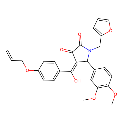 5-(3,4-dimethoxyphenyl)-1-(furan-2-ylmethyl)-4-[hydroxy-(4-prop-2-enoxyphenyl)methylidene]pyrrolidine-2,3-dione structure