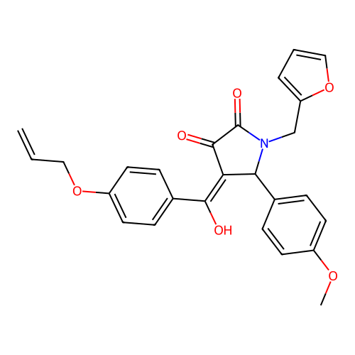 1-(furan-2-ylmethyl)-4-[hydroxy-(4-prop-2-enoxyphenyl)methylidene]-5-(4-methoxyphenyl)pyrrolidine-2,3-dione structure