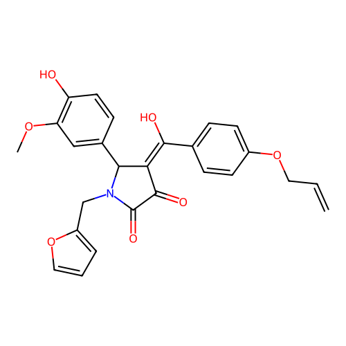 1-(furan-2-ylmethyl)-5-(4-hydroxy-3-methoxyphenyl)-4-[hydroxy-(4-prop-2-enoxyphenyl)methylidene]pyrrolidine-2,3-dione structure