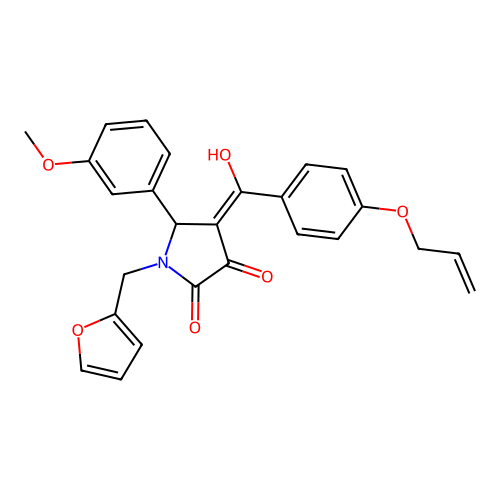 1-(furan-2-ylmethyl)-4-[hydroxy-(4-prop-2-enoxyphenyl)methylidene]-5-(3-methoxyphenyl)pyrrolidine-2,3-dione structure