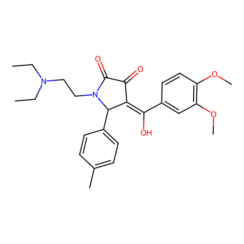1-(2-diethylaminoethyl)-4-[(3,4-dimethoxyphenyl)-hydroxymethylidene]-5-(4-methylphenyl)pyrrolidine-2,3-dione structure